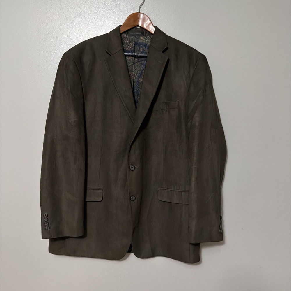 Ralph Lauren Blazer Mens 46L Brown Solid Faux Suede Two Button Jacket